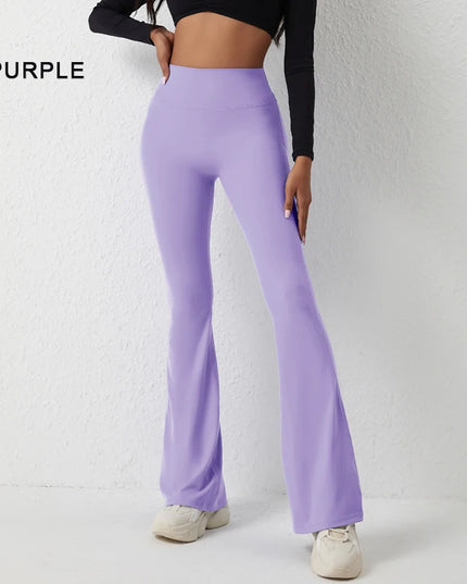 Women’s Peach High-Waisted Flared Pants with Hip-Lifting Fit