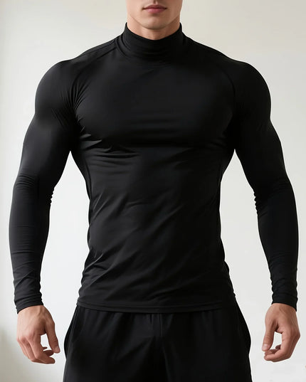 Men's Fleece Tight-Fit Long-Sleeved Sweater - Quick-Drying, Breathable, Highly Elastic
