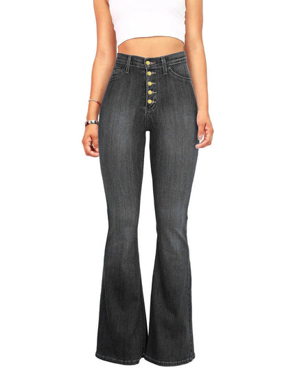 Women's High Waist Bootcut Jeans with Skinny Fit and Hip-Lifting Design