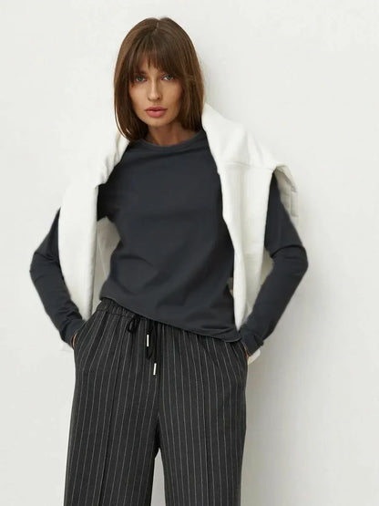 Losee Fit Long Sleeve Cotton Sweater for Women - Various Colors