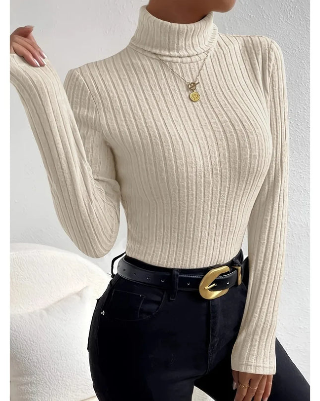 Women's Fitted Ribbed Knit Turtleneck Sweater