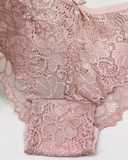 5-Piece Women's Lace Briefs Set - Transparent Low-Rise Panties