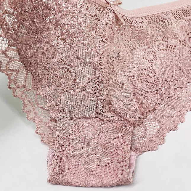 5-Piece Women's Lace Briefs Set - Transparent Low-Rise Panties