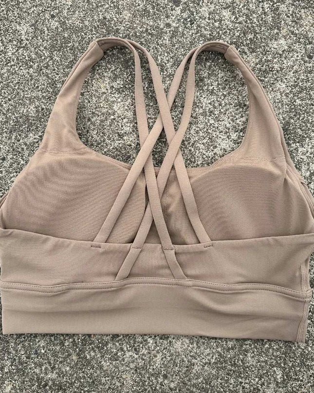Women's Fitness Sports Bra - Crossback Gym Tank Top with Chest Pad