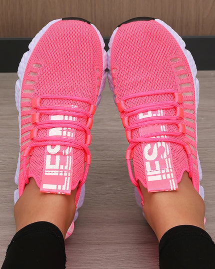 Regenerate Delete Women's Breathable Knitted Mesh Sneakers - Lightweight Lace up Shoes