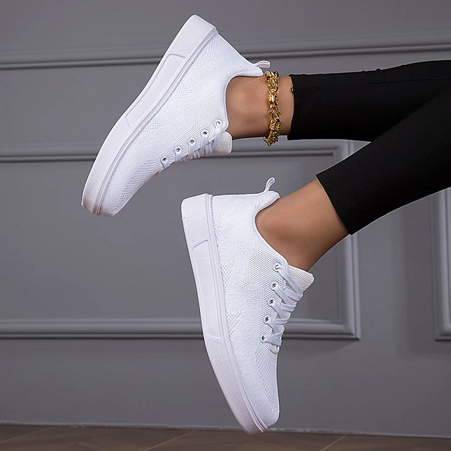 Women's Casual Mesh Lace-up Sneakers with Breathable Design
