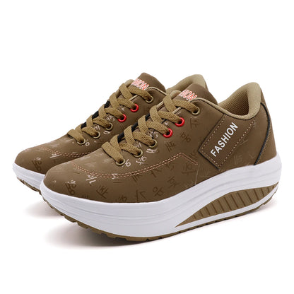 Women's Casual Breathable Comfort Wedge Heel Walking Sneakers with Thick Sole