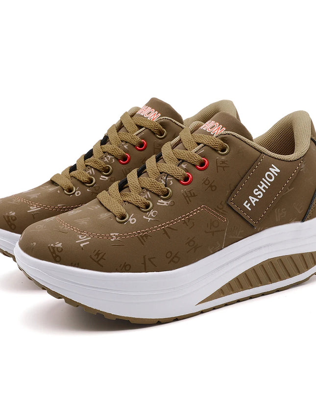 Women's Casual Breathable Comfort Wedge Heel Walking Sneakers with Thick Sole