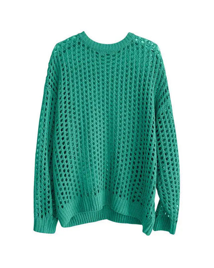 Vintage Men’s Loose-Knit Sweater with Hollow-Out Details