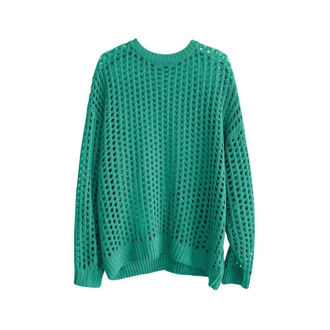 Vintage Men’s Loose-Knit Sweater with Hollow-Out Details