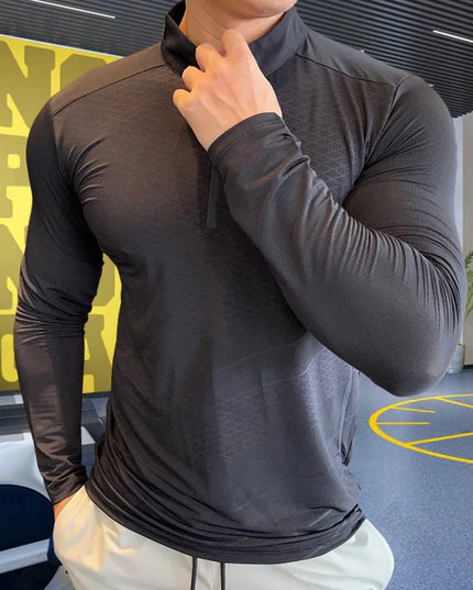 Men's High Collar Compression Fitness Sweatshirt - Various Colors