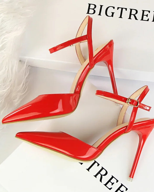 BIGTREE Women's Pointed Toe Buckle Strap Stiletto Heels