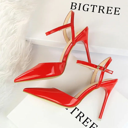 BIGTREE Women's Pointed Toe Buckle Strap Stiletto Heels