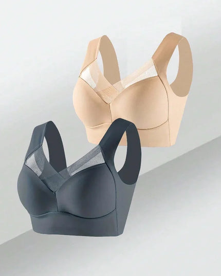 2-Pack Women’s Plus Size Lace Seamless Bras & Bralettes – Backless Wireless Support