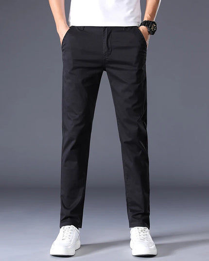 Men's Casual Long Elastic Straight Pants - Various Colors
