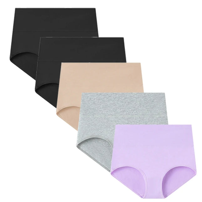 Set of 5 Women's High Waist Cotton Breathable Panties