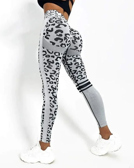 Women’s High-Waisted Seamless Leopard-Print Leggings with Hip-Lifting Fit