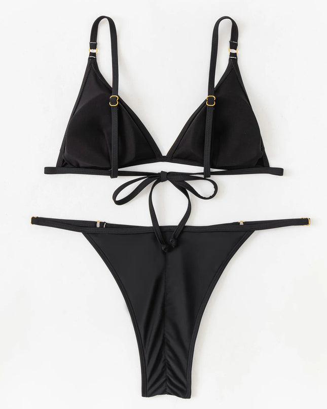 Women's Lace-up Split Bikini Swimsuit Set