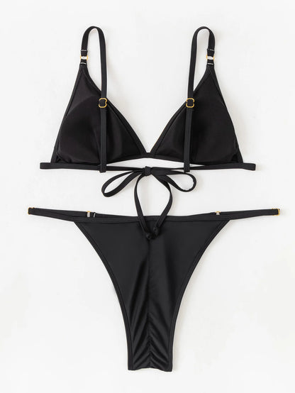 Women's Lace-up Split Bikini Swimsuit Set