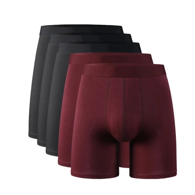 Men's Long Leg Boxer Briefs Multipack - 95% Bamboo Fiber & 5% Spandex