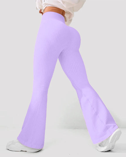 Women's High-Waisted Breathable Flared Trousers - Athleisure Fitness Pants with Stretch