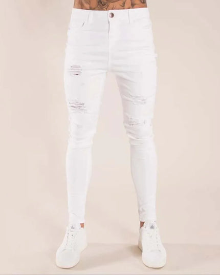 Men's Ripped Skinny Denim Jeans - Casual Style