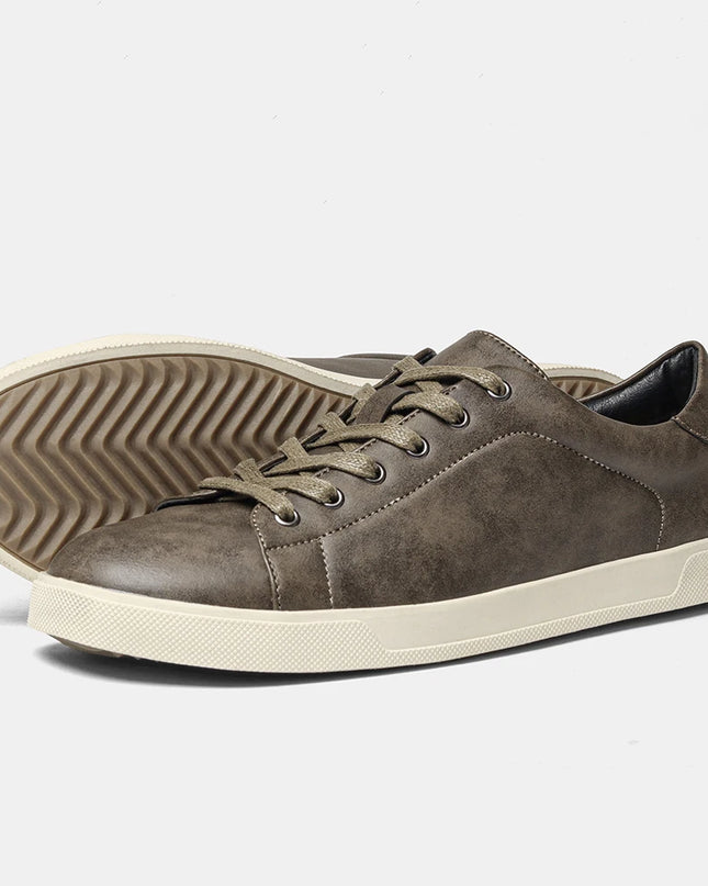 Men's Casual Faux Leather Lace-Up Sneakers