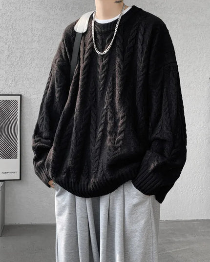 Men's Knit O-Neck Loose Casual Sweater
