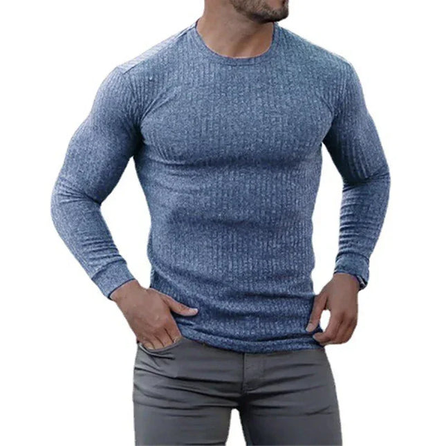 Slim Fit Men's Ribbed Knit Casual Sweater