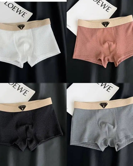 4-Pack Men’s Knitted Plaid Boxer Briefs – Comfortable, Stylish Men’s Underwear