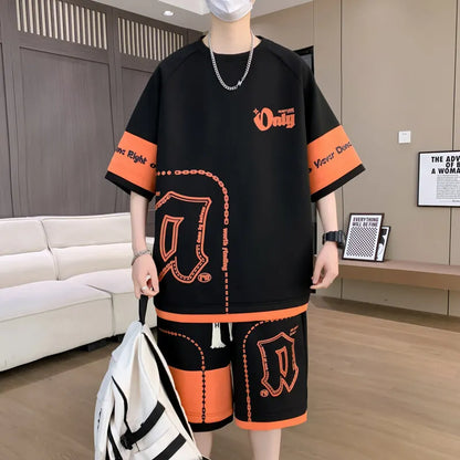 Men's 2-Piece Loose Fit T-Shirt and Shorts Set - Stylish Casual Activewear for Men