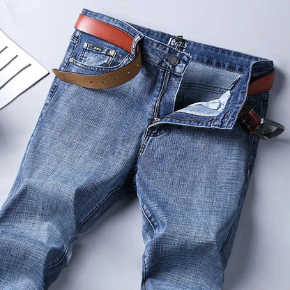 Men's Classic Straight Fit Stretch Denim Jeans - Regular Length