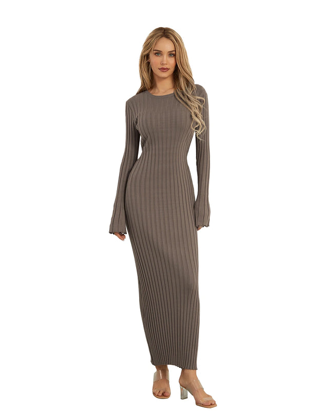 Elegant Women’s Knit Long Sleeve Bodycon Dress – Stylish & Comfortable Long Sleeve Midi Dress for Women