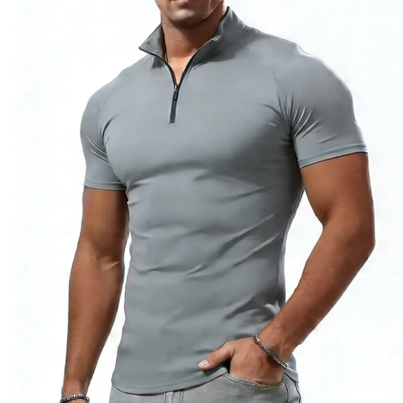 Men's Slim Fit Zipper Neck T-Shirt