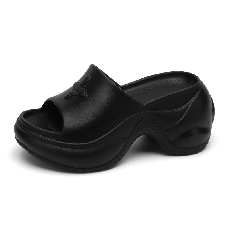 Women’s Thick Sole Wedge Heels – 9cm Chunky Platform Slippers