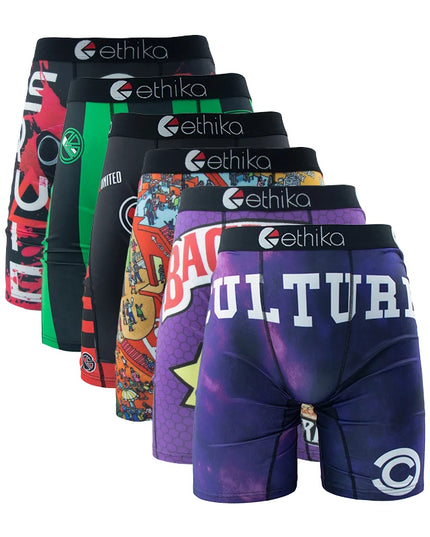 ETHIKA Men's 6-Pack Breathable Boxer Briefs Underwear Trunks