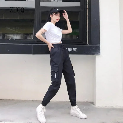 High-Waist Women's Joggers with Side Pockets - Comfortable Loose Fit
