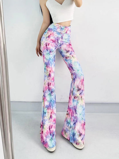 Women's Slim High Waist Striped Flare Pants