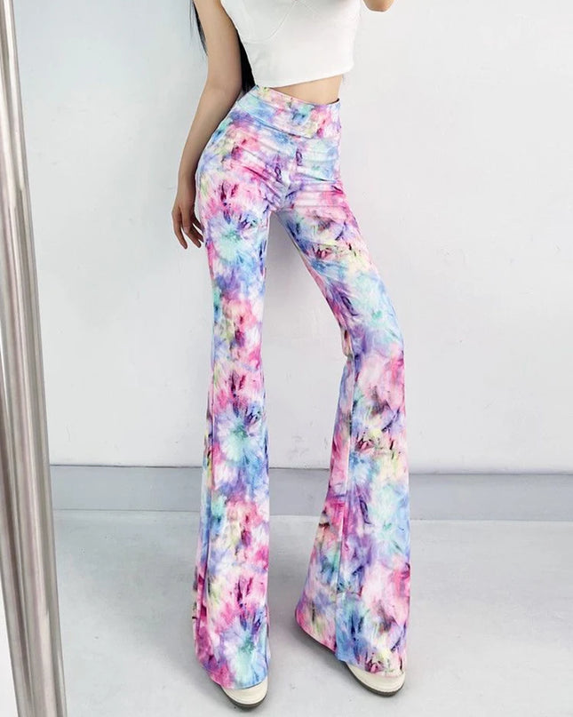 Women's Slim High Waist Striped Flare Pants