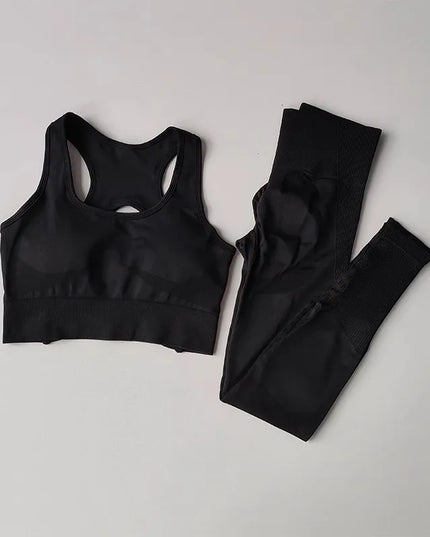 High Waist Seamless Leggings and Bra Set for Women