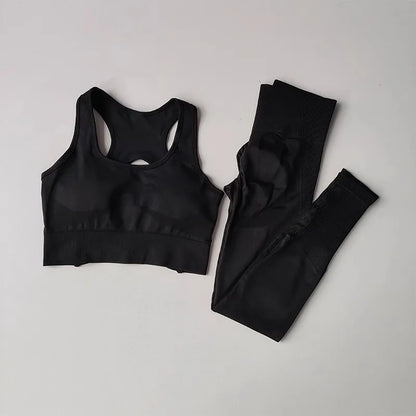 High Waist Seamless Leggings and Bra Set for Women