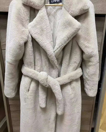 Women's Luxury Long Faux Fur Coat with Loose Lapel - Various Colors