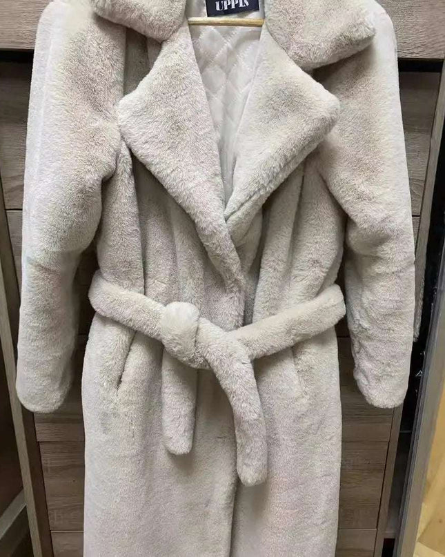 Women's Luxury Long Faux Fur Coat with Loose Lapel - Various Colors
