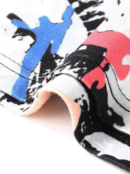 5-Pack Men's Long Boxer Shorts - Assorted Graffiti Pattern, Mid-Waist, High Elasticity