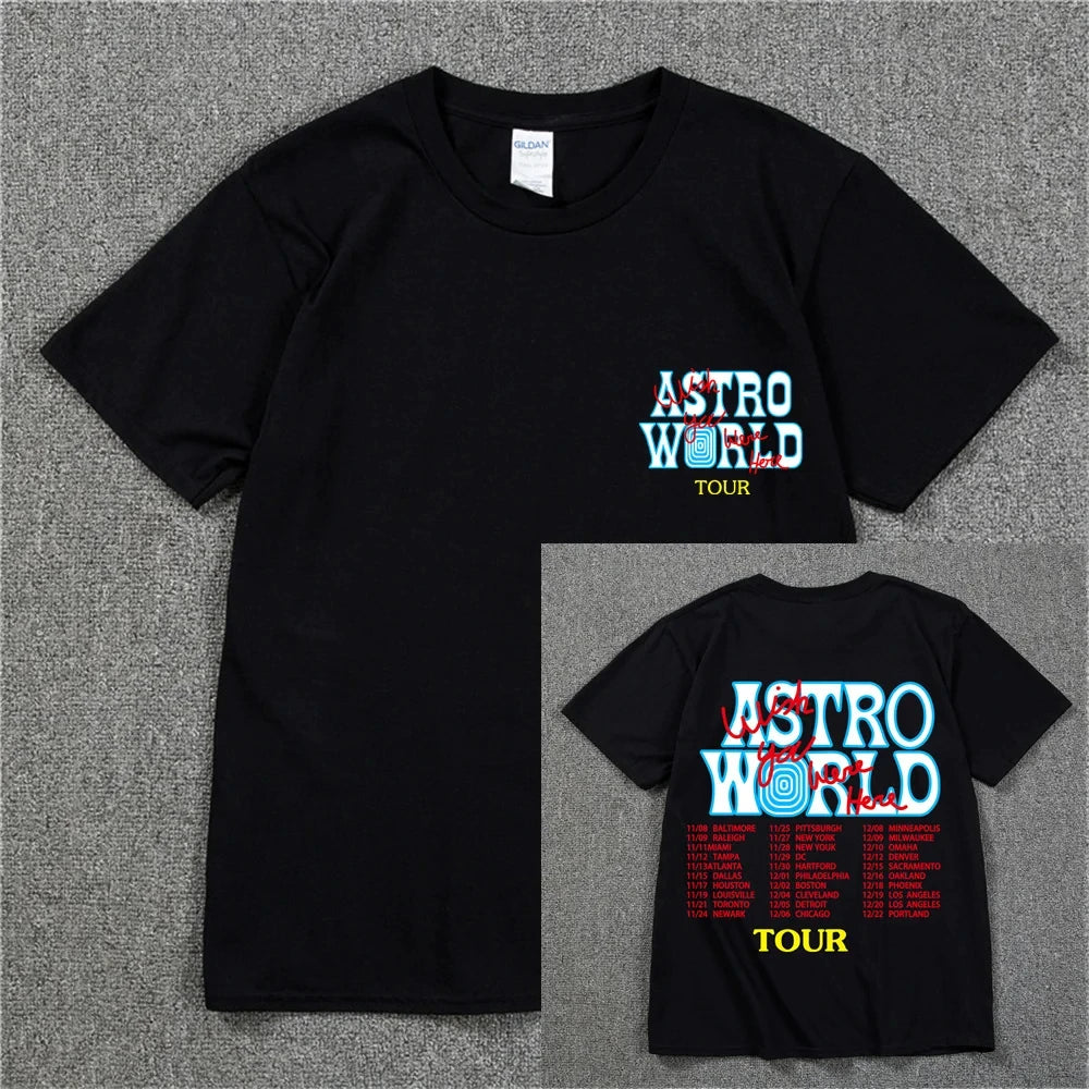 New Summer Hip Hop T Shirt Men Women Cactus Jack Harajuku T-Shirts WISH YOU WERE HERE Letter Print Tee Tops Fashion streetwear