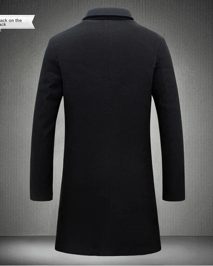 Mens Slim Fit Long Cotton Wool Blend Windbreaker Coat - Various Colors