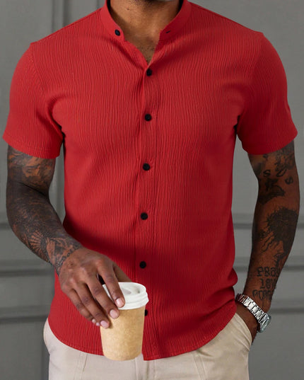 Men's Breathable Short Sleeve Stand Collar Shirt