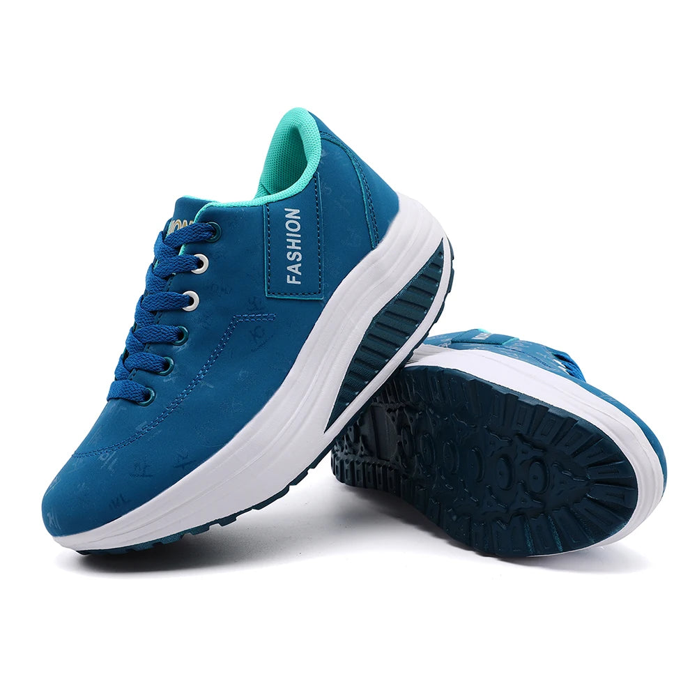 Women's Casual Breathable Comfort Wedge Heel Walking Sneakers with Thick Sole