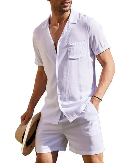 Men's Cotton Two-Piece Shirt and Shorts Set