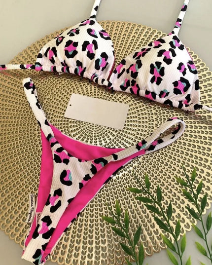 Women's Cherry Print Brazilian Thong Bikini Set - Two Piece